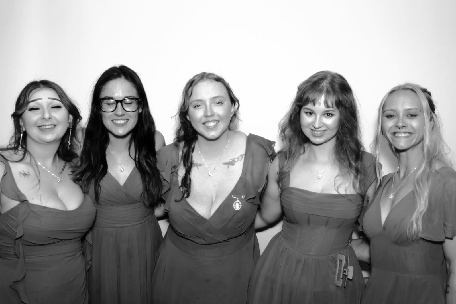 Five bridesmaids in a row